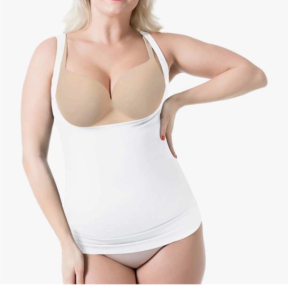 Women's White and Nude Shapewear Tank Top